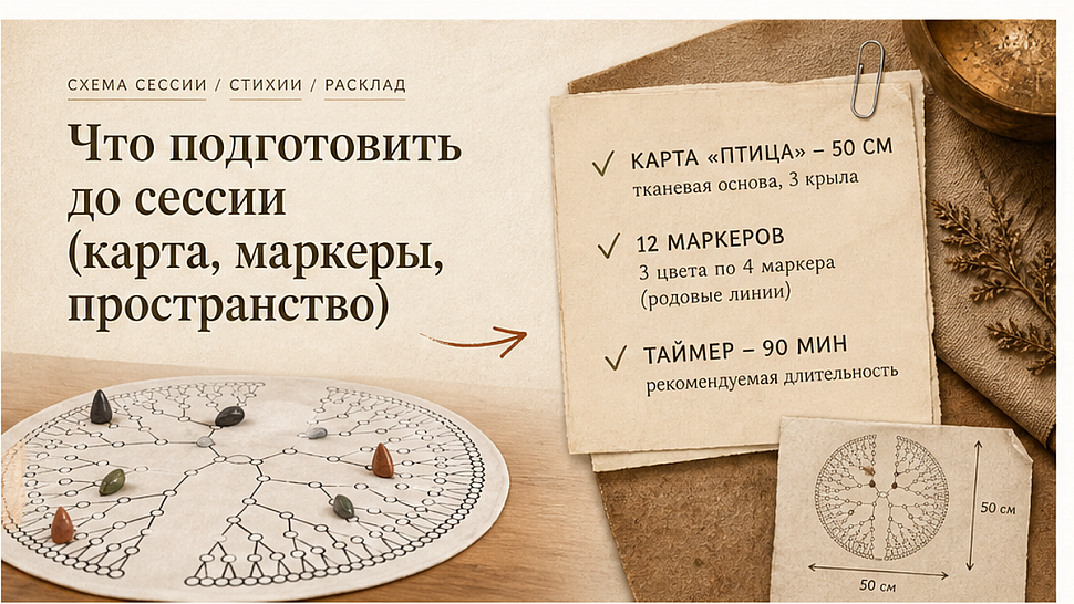 Схема сессии / стихии / расклад: Что подготовить до сессии (карта, маркеры, пространство)